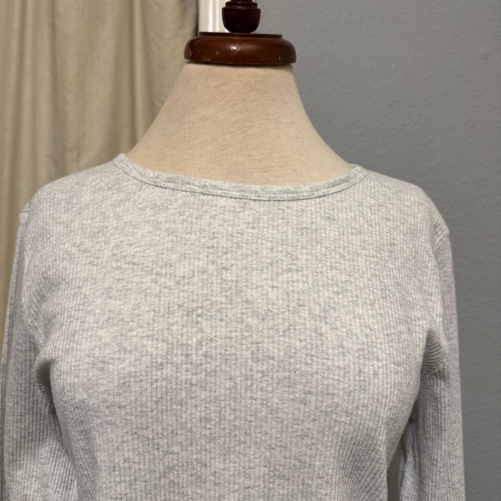 Old Navy Women Gray Long Sleeve Round Neck Cozy Top Size XL Cotton Blend‎ - Picture 2 of 13